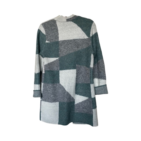 ✨ Nine West Cozy Patchwork Cardigan – Teal/Gray/White (NWT) ✨ - Picture 4 of 9